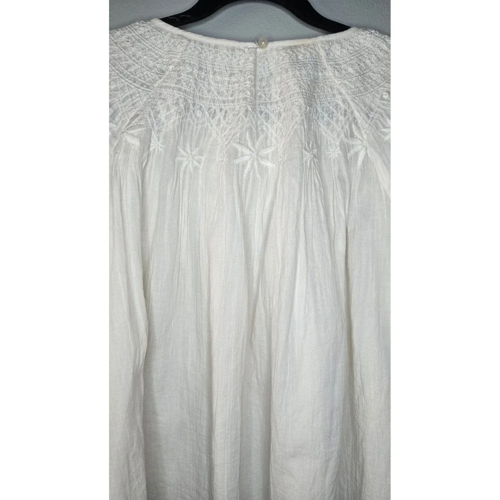 Madewell Embroidered Puff Sleeve Blouse Small White Cotton Boho Peasant Top